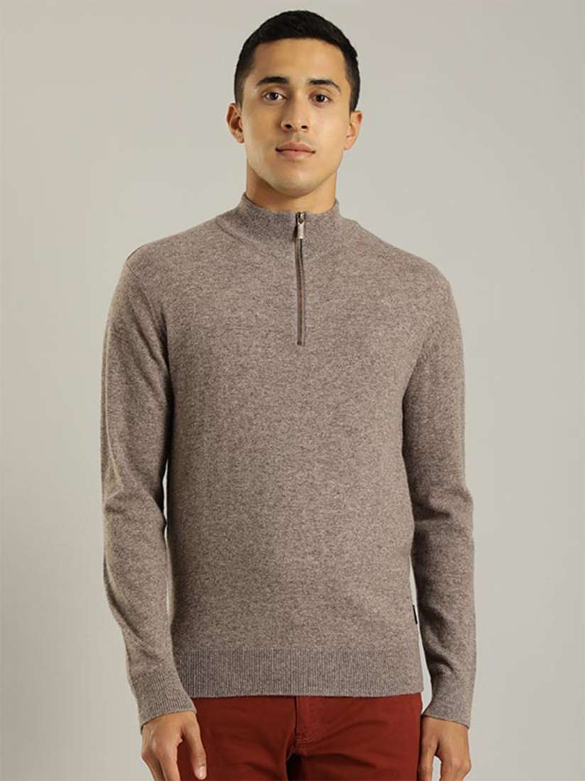 Buy Indian Terrain Mock Collar Long Sleeves Half Zipper Pullover Sweaters for Men 24253104 Myntra