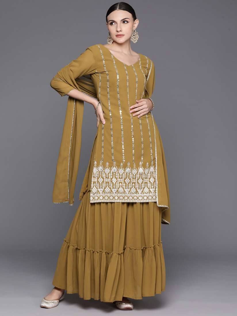 Buy Indo Era Women Regular Sequinned Kurta with Sharara With Dupatta Kurta Sets for Women 24256278 Myntra