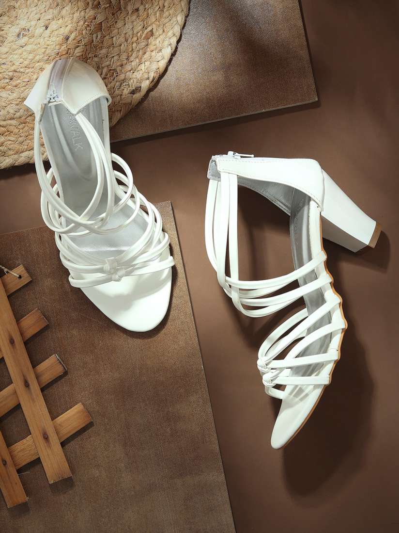 Buy V WALK Strappy Open Toe Block Heels With Zip Closure Heels for Women 24257486 Myntra