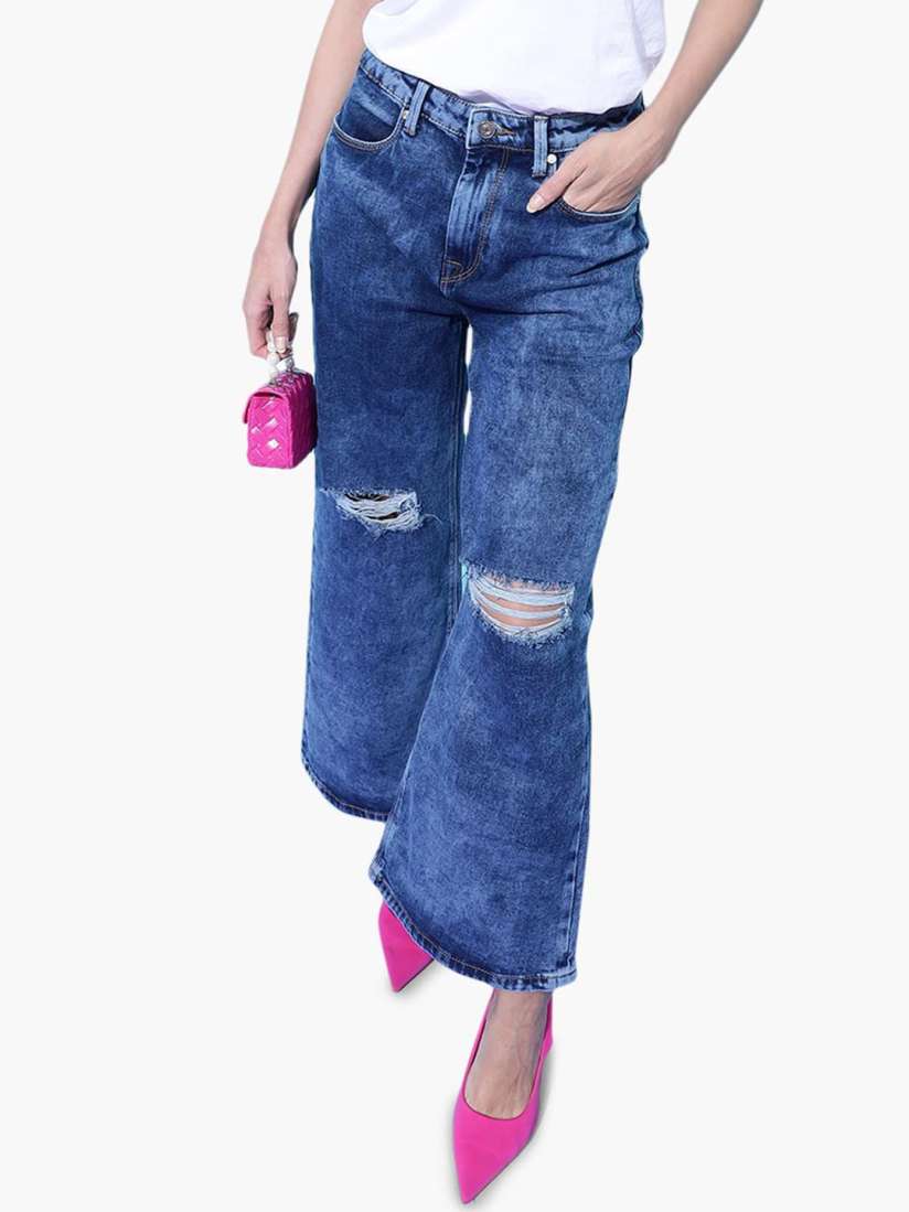 Buy Virgio Women Flared High Rise Ripped Jeans Jeans for Women 24269424 Myntra