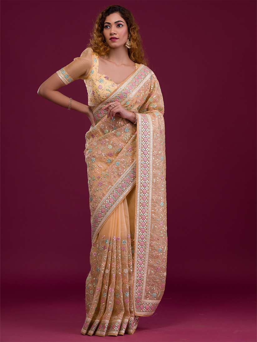 Buy Koskii Floral Embroidered Mirror Work Saree Sarees for Women 24278708 Myntra