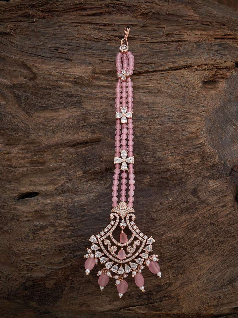 Buy Kushal s Fashion Jewellery Rose Gold Plated CZ Studded Maang Tikka Head Jewellery for Women 24279894 Myntra
