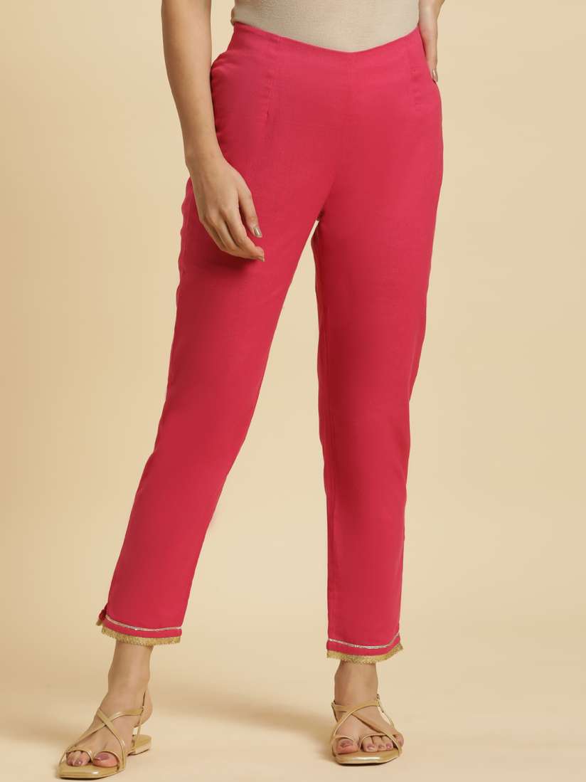 Buy W Women Mid Rise Slim Fit Trousers Trousers for Women 24282206 Myntra
