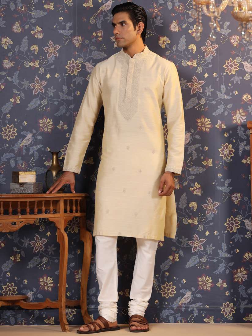 Buy House of Pataudi Embroidered Kurta With Churidar Set Kurta Sets for Men 24289742 Myntra