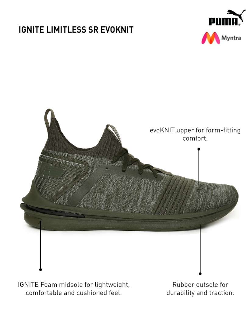 Buy Puma Men Olive Green IGNITE Limitless SR evoKNIT Sneakers Casual Shoes for Men 2429515 Myntra