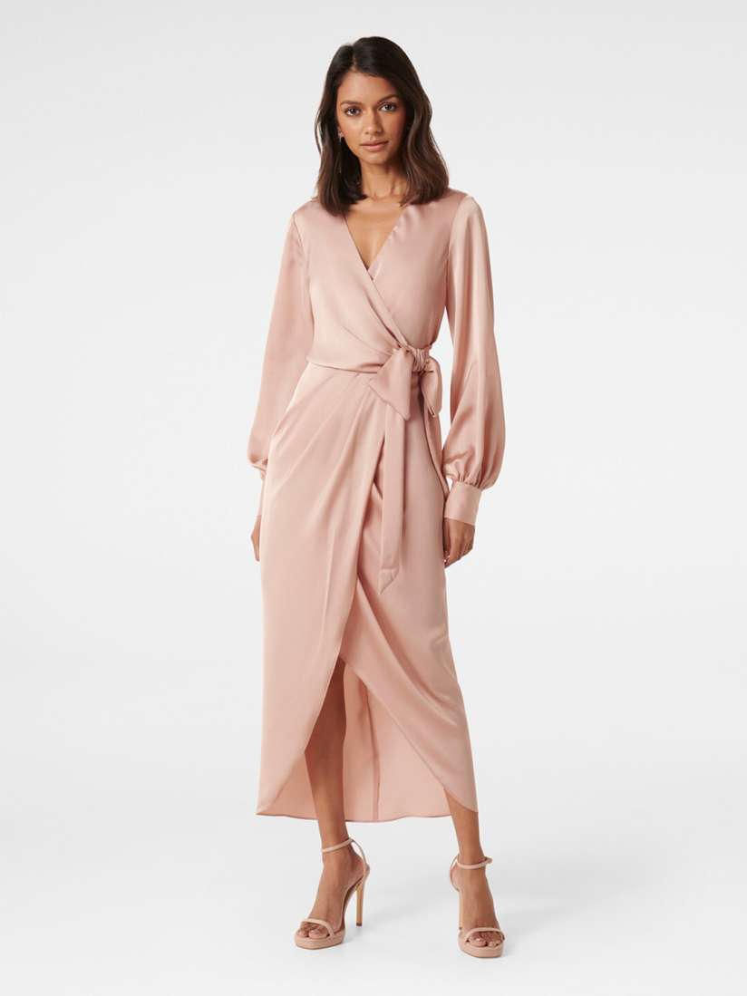 Satin maxi wrap dress on sale