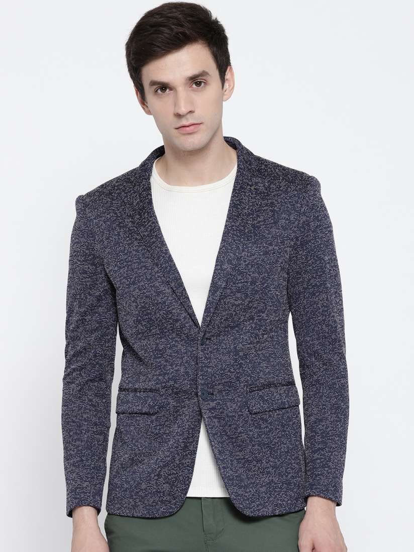 Buy Arrow New York Men Navy White Self Design Zero Calorie Fit Casual Blazer Blazers for Men 2429981 Myntra
