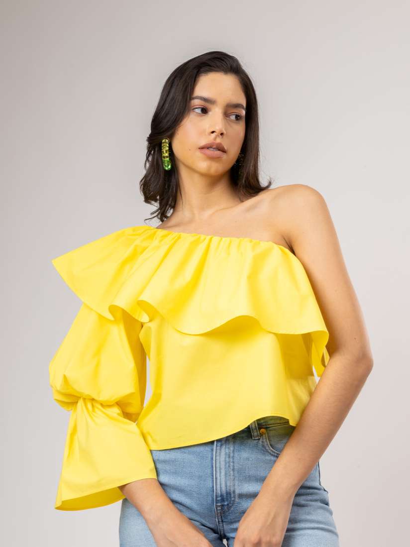 H&m yellow off shoulder top clearance