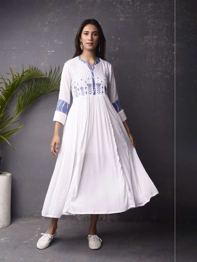 Buy PINKSKY Floral Embroidered Fit Flare Cotton Midi Dress Dresses for Women 24306858 Myntra