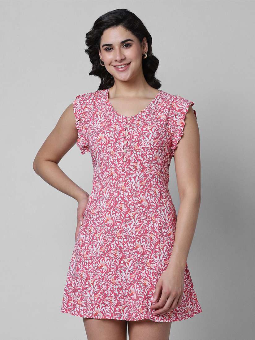 Buy Pantaloons Floral Printed Flutter Sleeves A Line Mini Dress Dresses for Women 24308380 Myntra