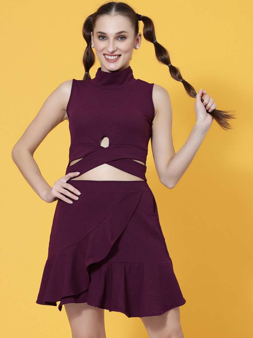 Wrap mini skirt purple on sale