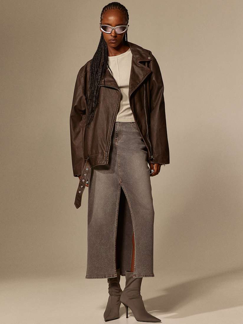 Brown leather jacket h&m store