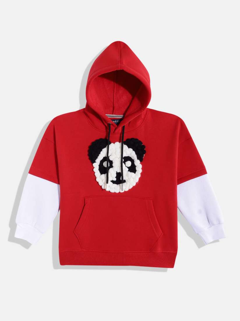 Buy White Snow Girls Panda Self Design Hooded Sweatshirt Sweatshirts for Girls 24321588 Myntra