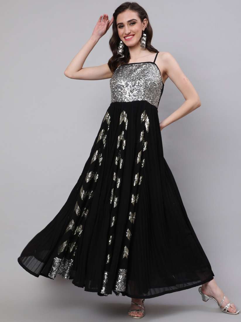 Buy AKS Couture Embellished Sleeveless Georgette Maxi Dress Dresses for Women 24323206 Myntra