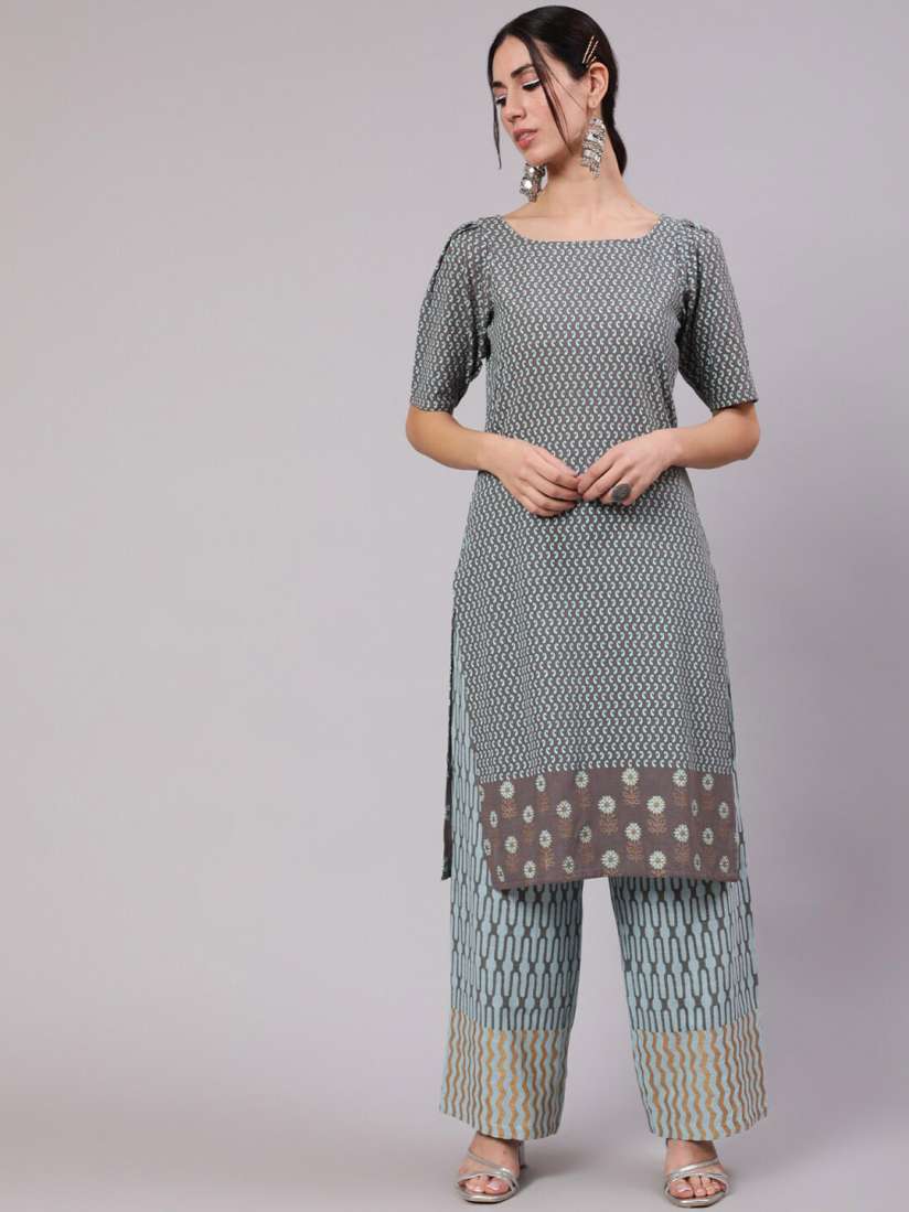 Buy AKS Paisley Printed Straight Kurta With Palazzos Kurta Sets for Women 24325916 Myntra