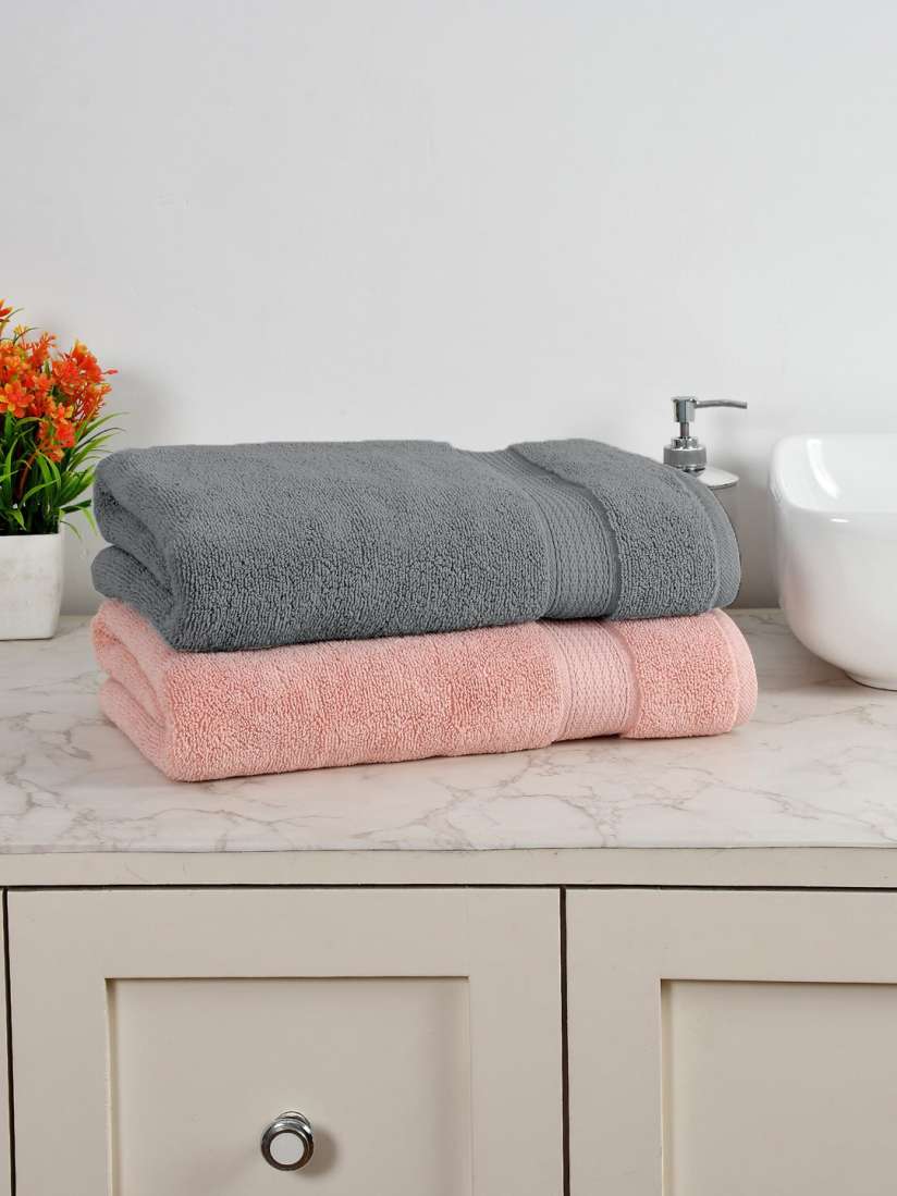 Buy AVI Living Peach Green 2 Pieces Pure Cotton 550 GSM Large Bath Towels Bath Towels for Unisex 24327994 Myntra