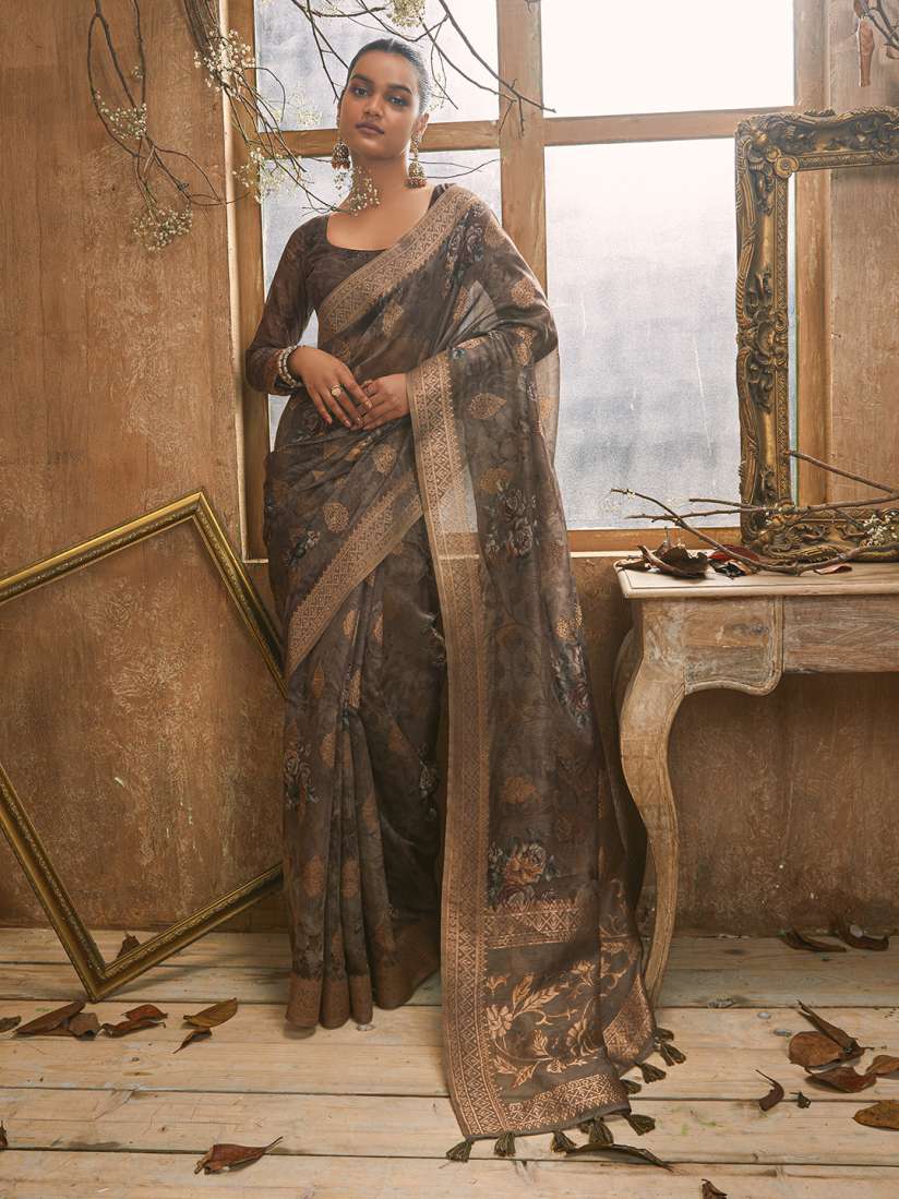 Floral sarees myntra clearance