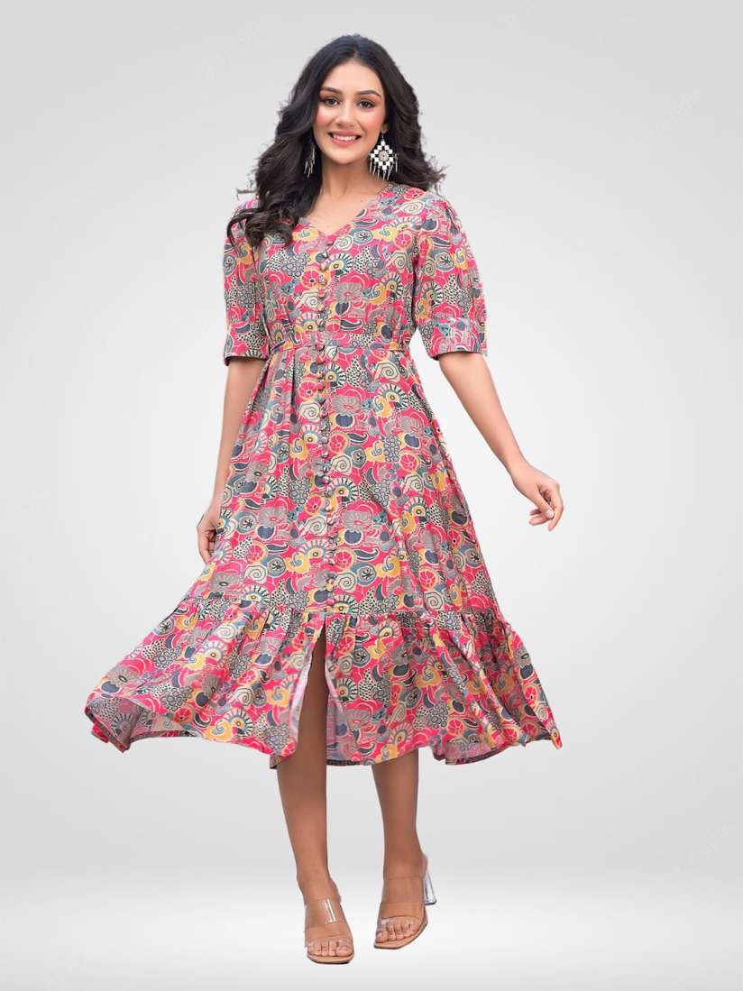 Buy SANIHARA Floral Printed Silk A Line Midi Dress Dresses for Women 24328678 Myntra