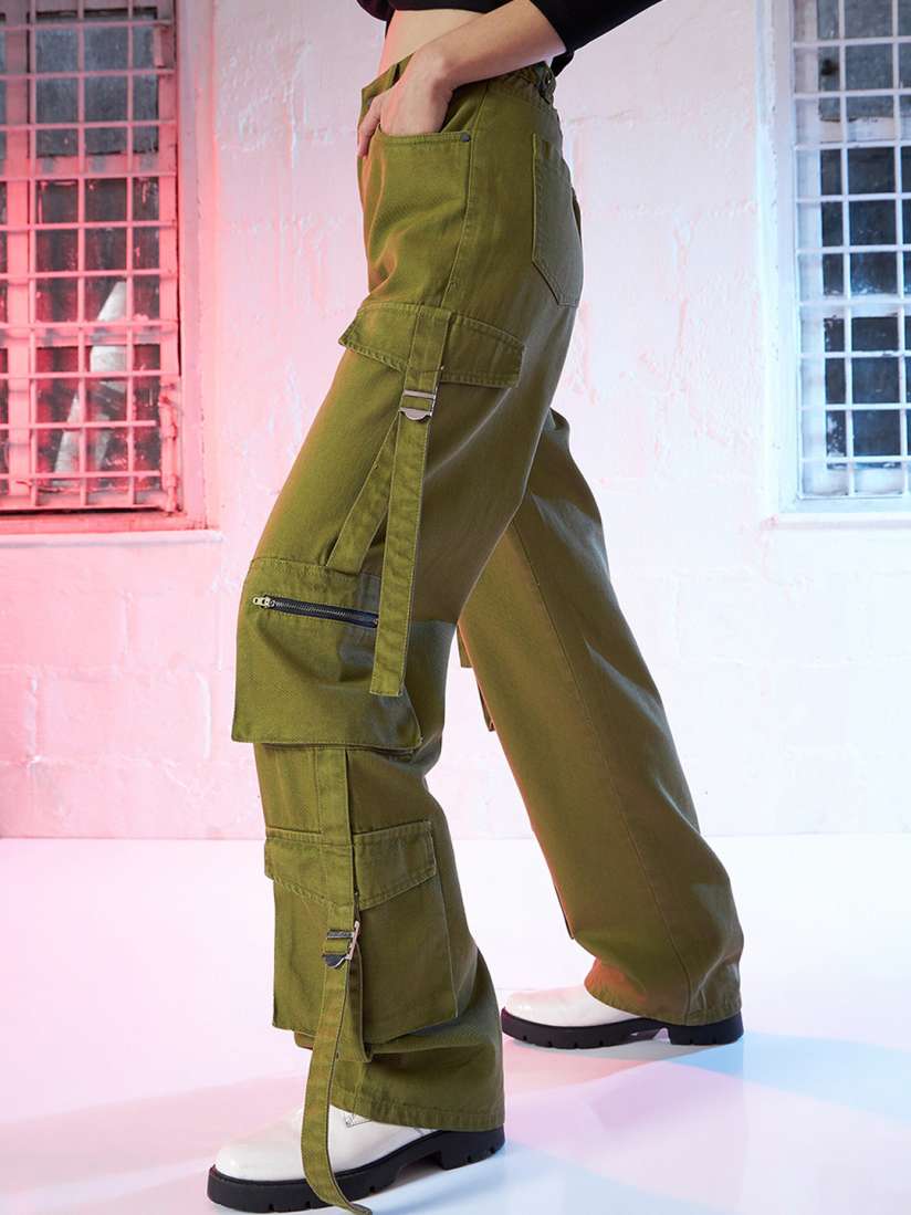 Cargo pants for women green discount