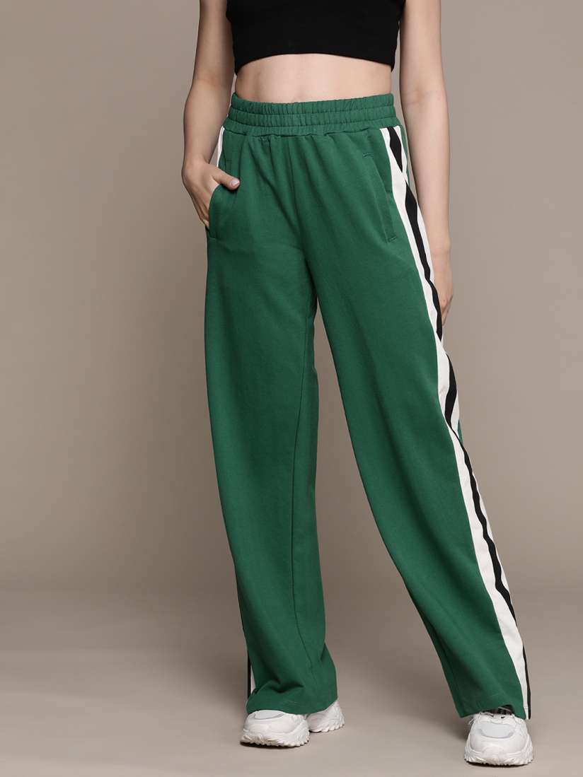 Buy The Roadster Lifestyle Co. RE LAX Women Side Striped Wide Leg Track Pants Track Pants for Women 24348888 Myntra