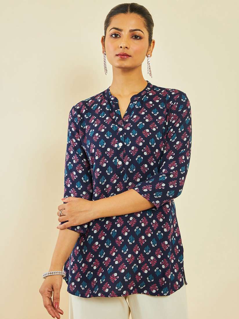 Buy Soch Ethnic Motif Printed Mandarin Collar Straight Kurti Kurtis for Women 24348986 Myntra