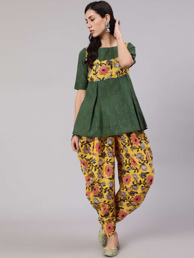 Buy AKS Floral Printed Pure Cotton Kurti With Dhoti Pants Kurta Sets for Women 24355138 Myntra