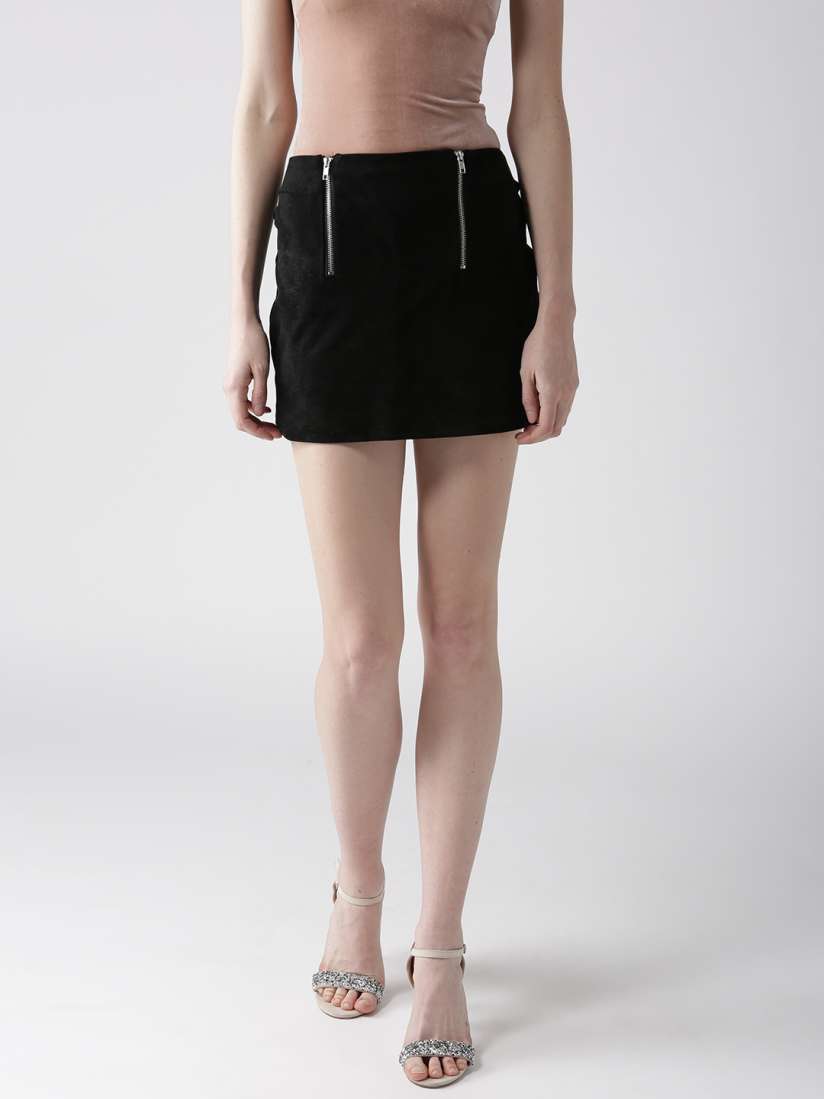 Buy FOREVER 21 Black Velvet Finish Mini Skirt Skirts for Women 2435925 Myntra