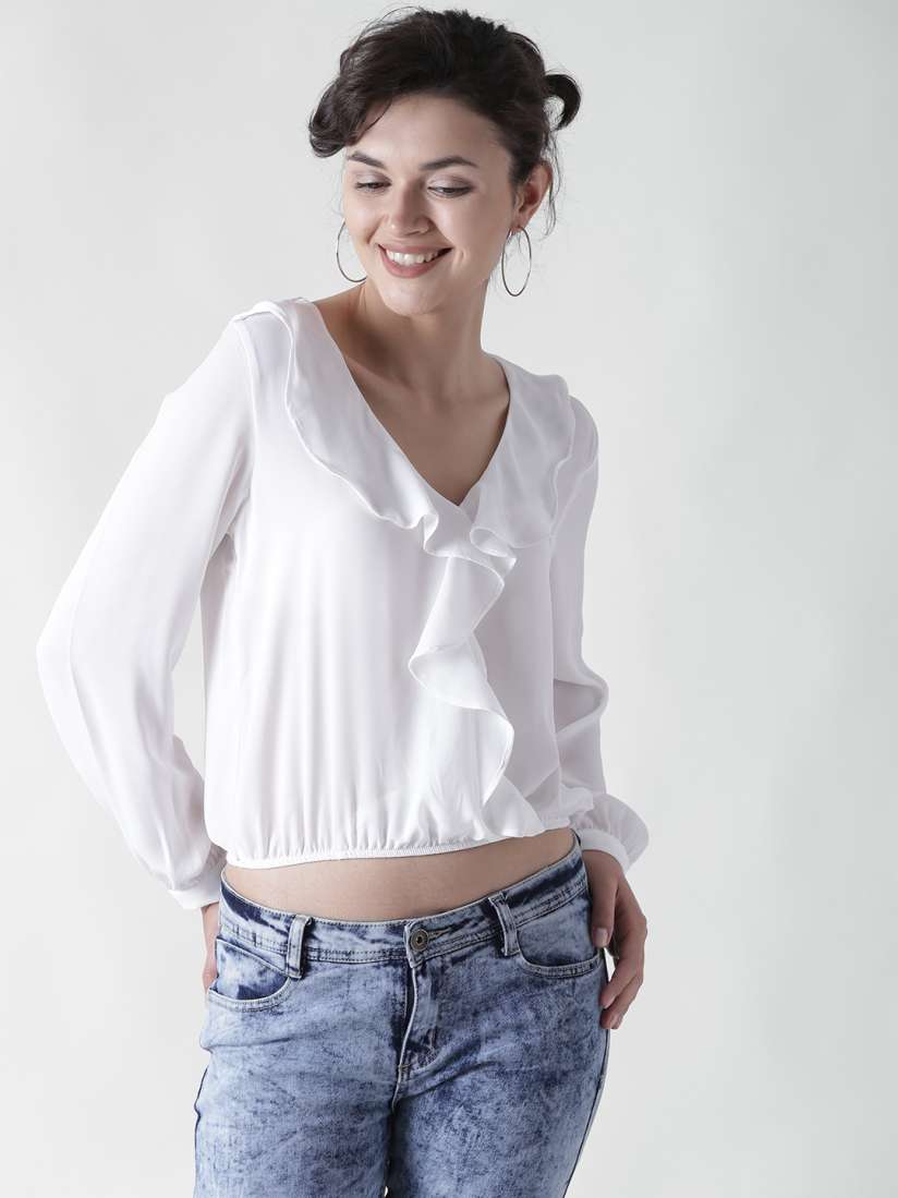 White ruffle shirt forever 21 top