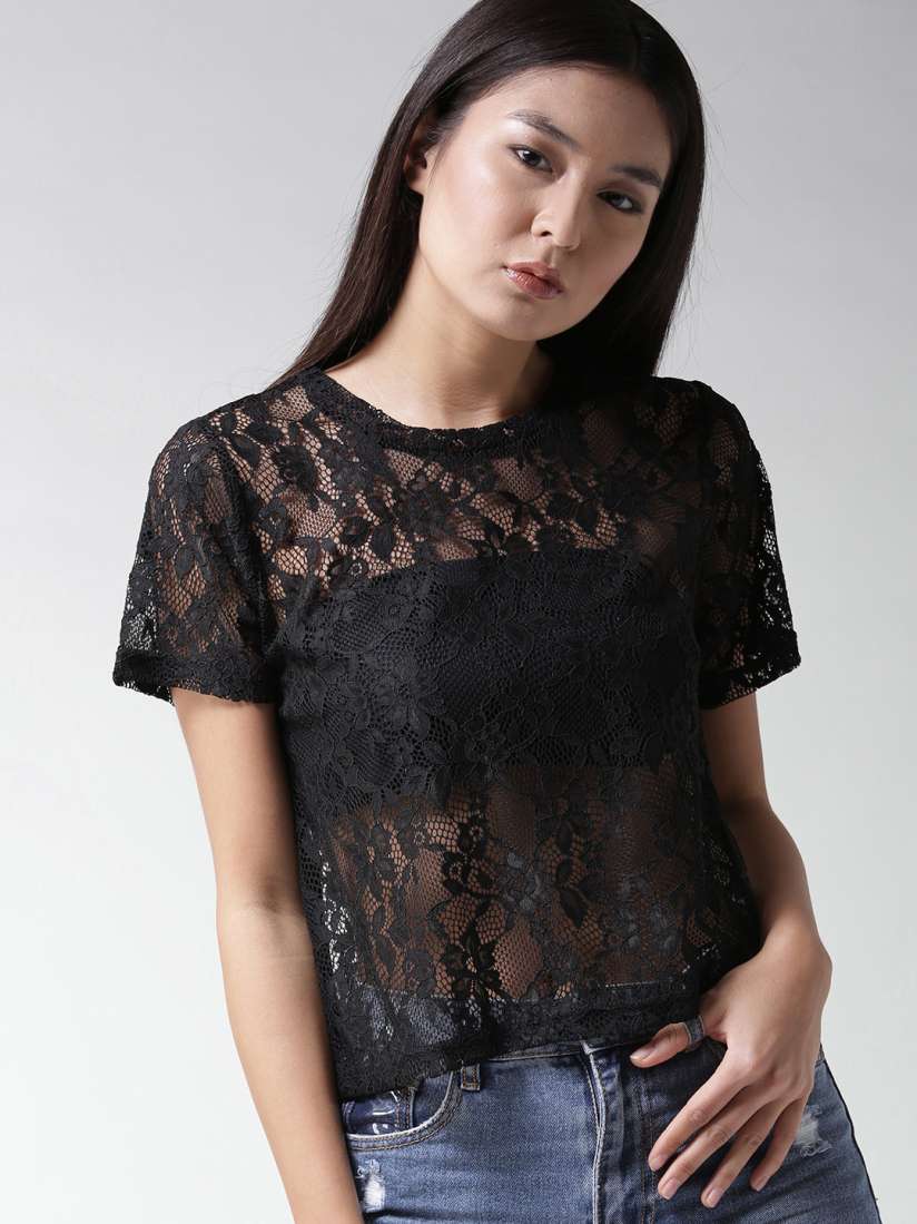 Black lace shirt forever 21 online
