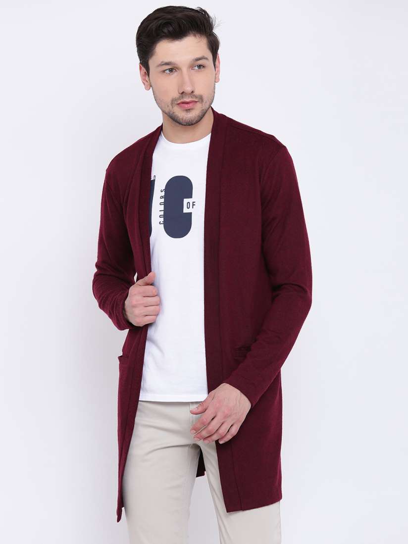 Burgundy longline cardigan shop