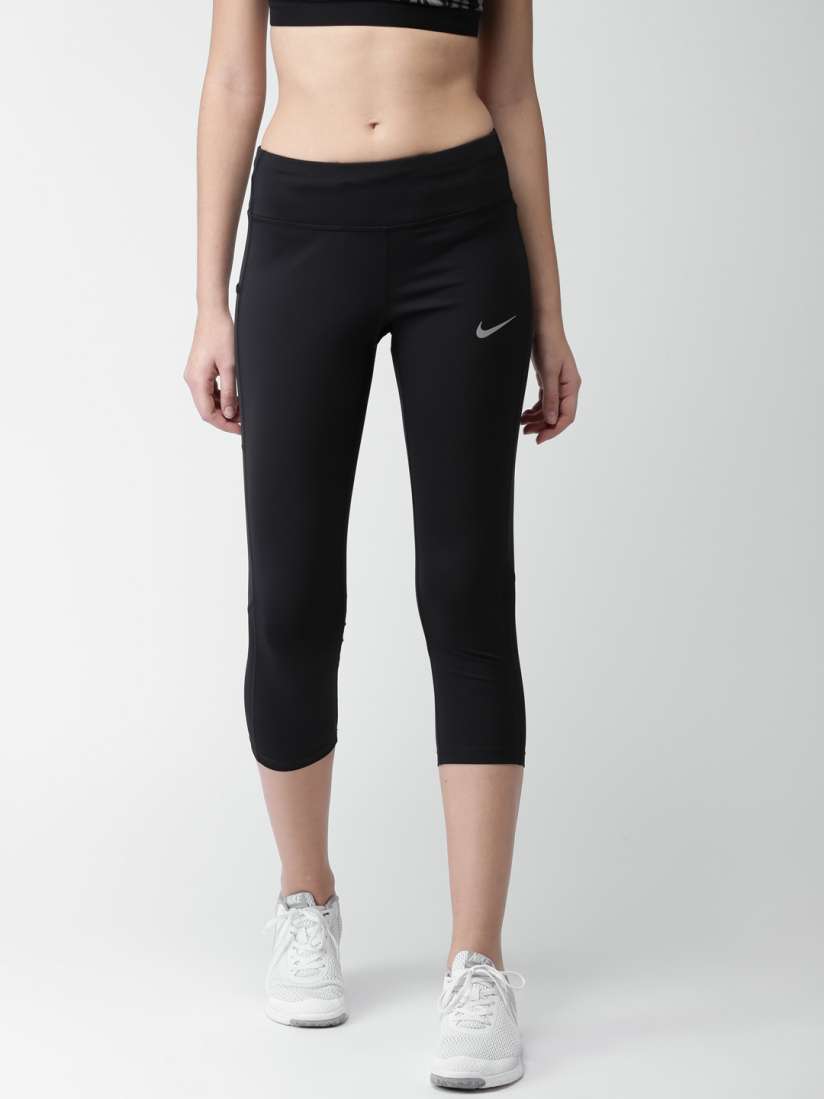 Buy Nike Women Solid Black Racer Crop Running Capri With DRI FIT Technology Capris for Women 2437021 Myntra