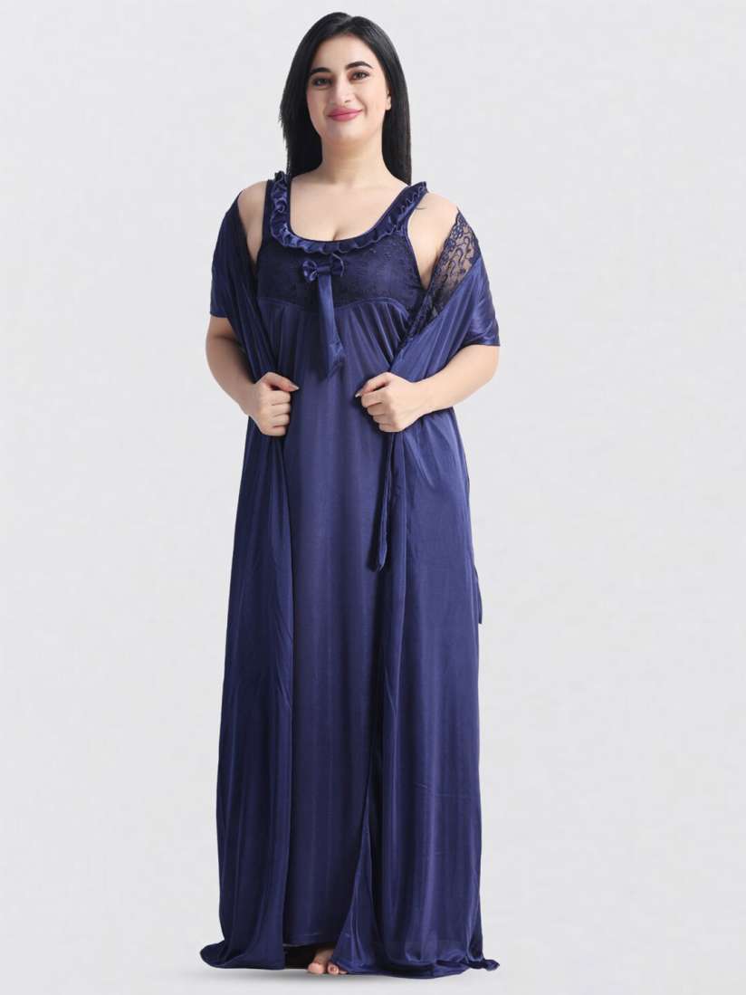 Buy NIGHT KEYS Pack of 2 Maxi Nighty with Robe Top Pajama Nightdress for Women 24370530 Myntra