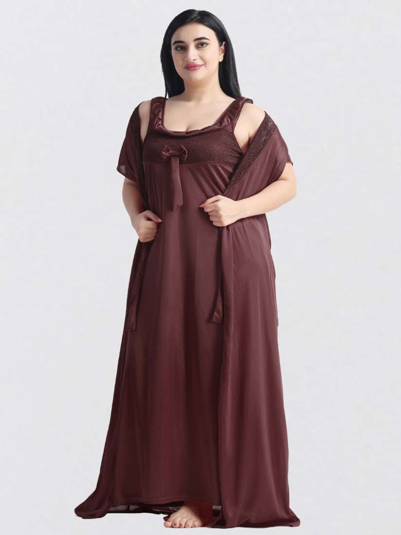 Buy NIGHT KEYS Maxi Nighty with Robe Nightdress for Women 24370540 Myntra