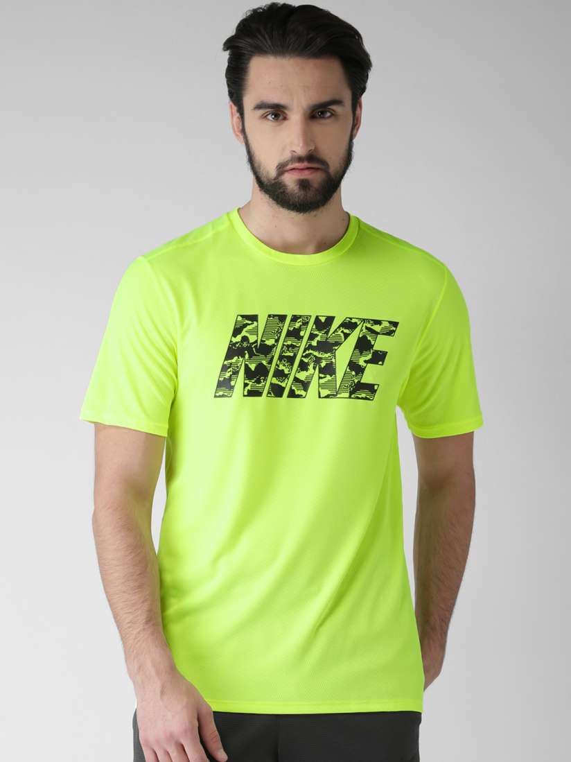 Buy Nike Men Fluorescent Green Printed Breathe Running T shirt Tshirts for Men 2437407 Myntra