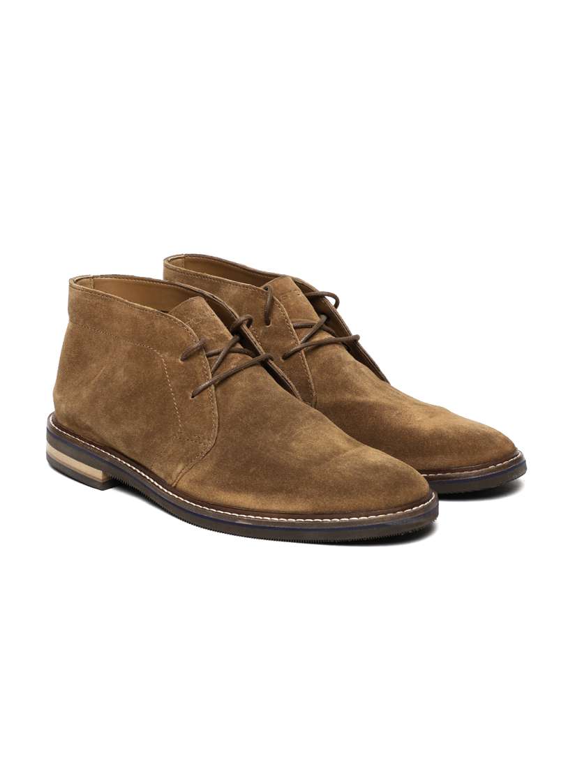 Buy Clarks Men Brown Solid Suede Mid Top Flat Boots Boots for Men 2437613 Myntra