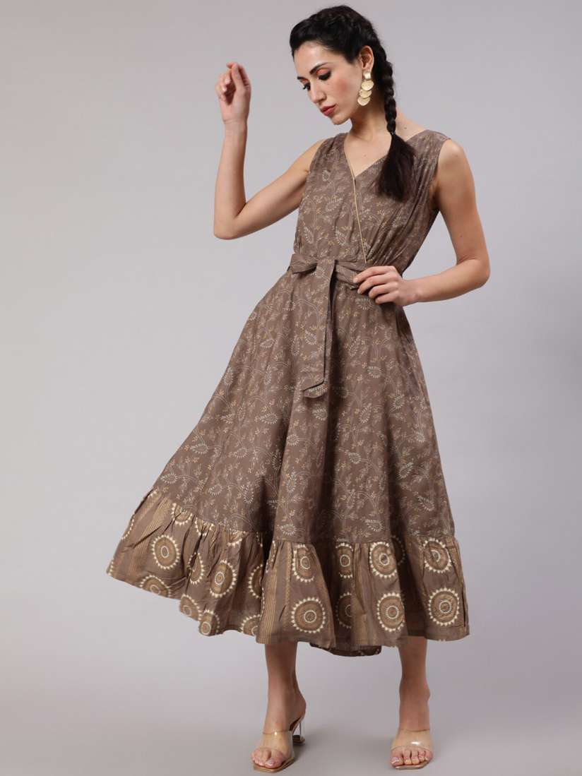 Buy AKS Ethnic Motifs Printed V Neck Wrap Dress Dresses for Women 24376156 Myntra