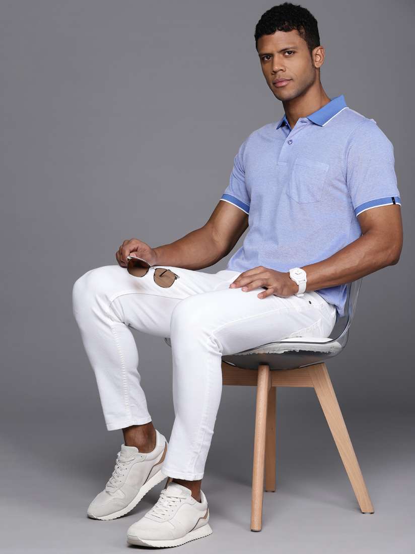 Buy Raymond Men Contemporary Fit Polo Collar Pure Cotton T shirt Tshirts for Men 24378986 Myntra