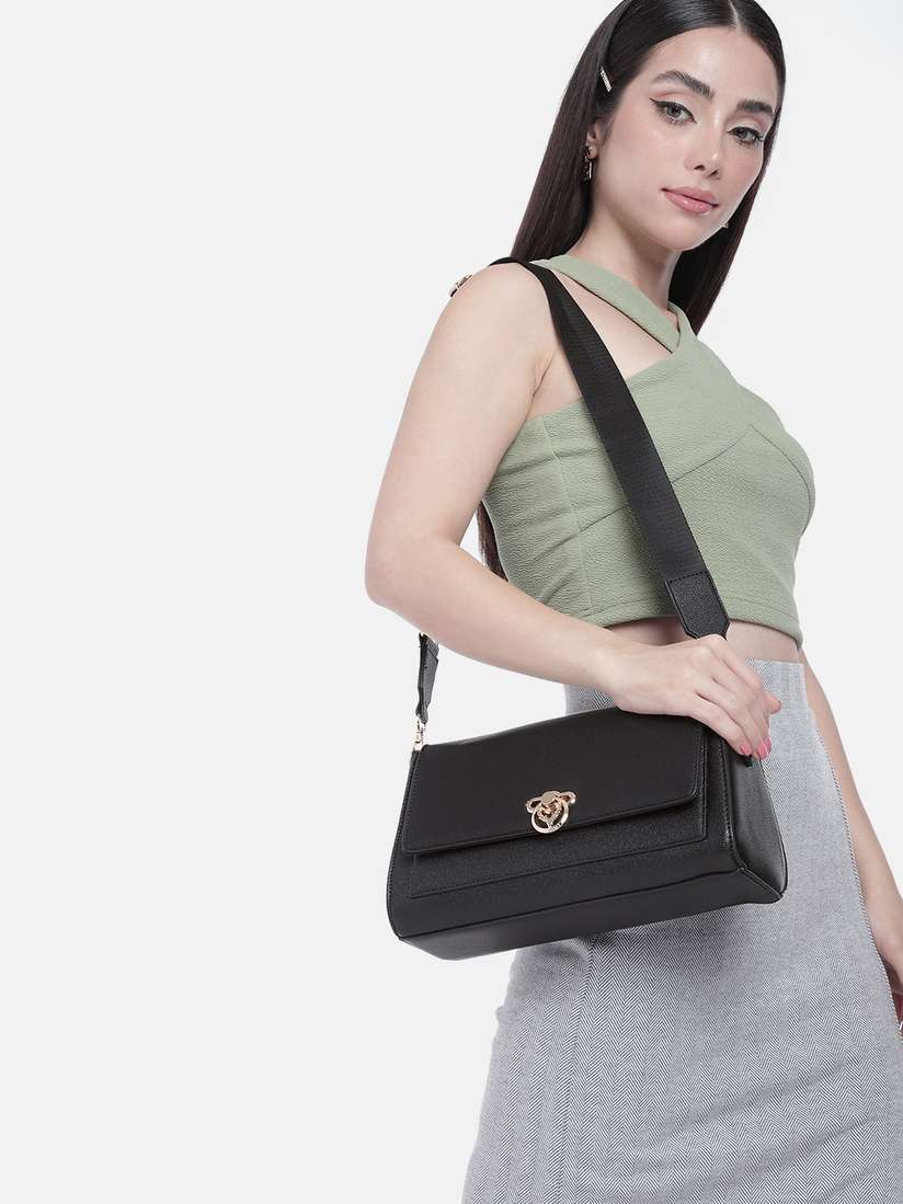 Buy Allen Solly Abstract Textured Structured Sling Bag Handbags