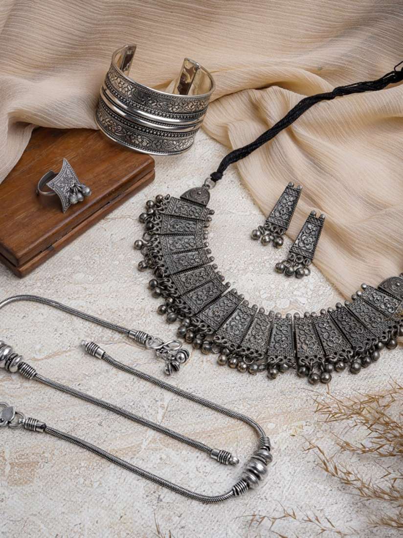 Buy TEEJH Kushaya Silver Plated Oxidized Jewelry Gift Set Jewellery Set for Women 24384404 Myntra