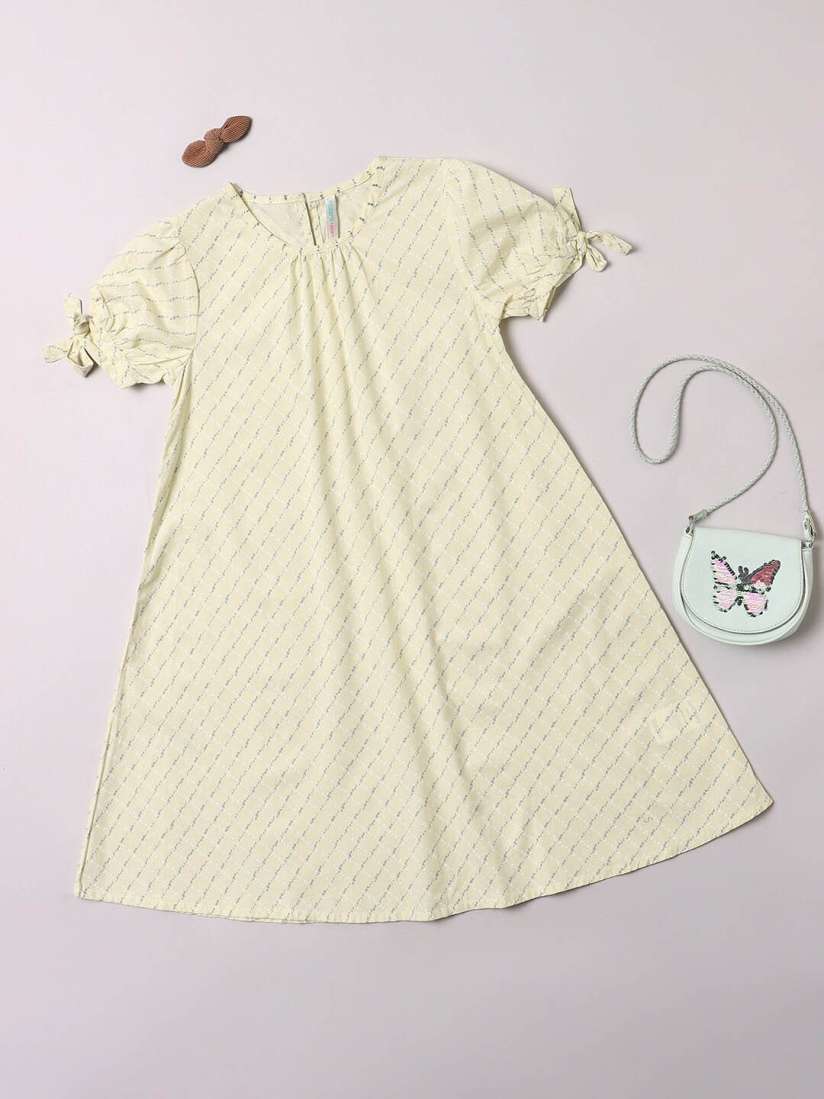 Buy Pantaloons Girls Abstract Printed Puff Sleeve A Line Pure Cotton Dress Dresses for Girls 24387894 Myntra
