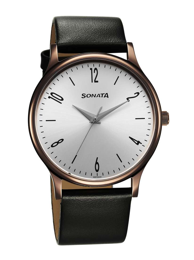 Buy Sonata Men Brass Dial Leather Straps Analogue Watch 77105QL03W Watches for Men 24391452 Myntra