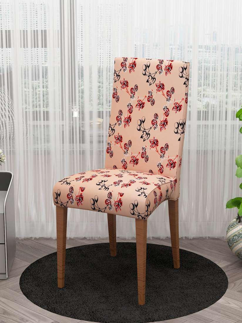 Buy DREAM CARE Peach Coloured Red 2 Pieces Printed Chair Covers Chair Cover for Unisex 24398894 Myntra