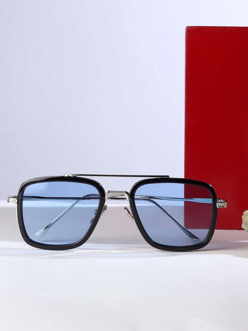Buy Mast Harbour Men Blue Lens Silver Toned Square Sunglasses With UV Protected Lens Sunglasses for Men 24401070 Myntra
