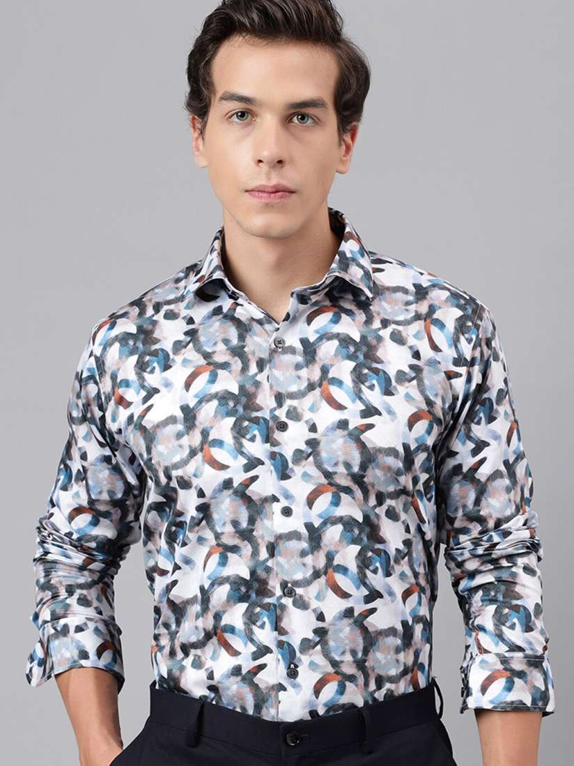 Buy Hancock Abstract Digital Print Cotton Satin Slim Fit Party Shirt Shirts for Men 24401098 Myntra