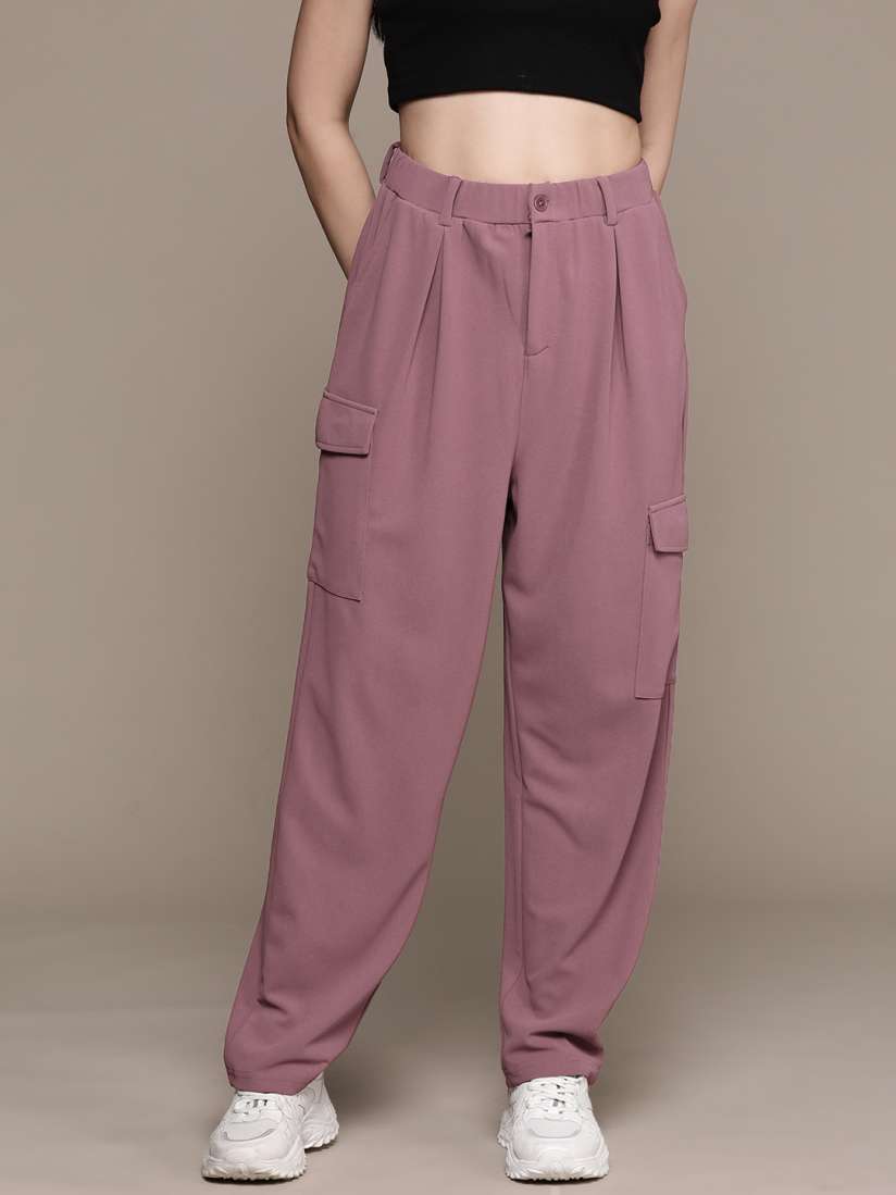 Buy The Roadster Lifestyle Co. Women High Rise Cargo Style Korean Pants Trousers for Women 24403234 Myntra