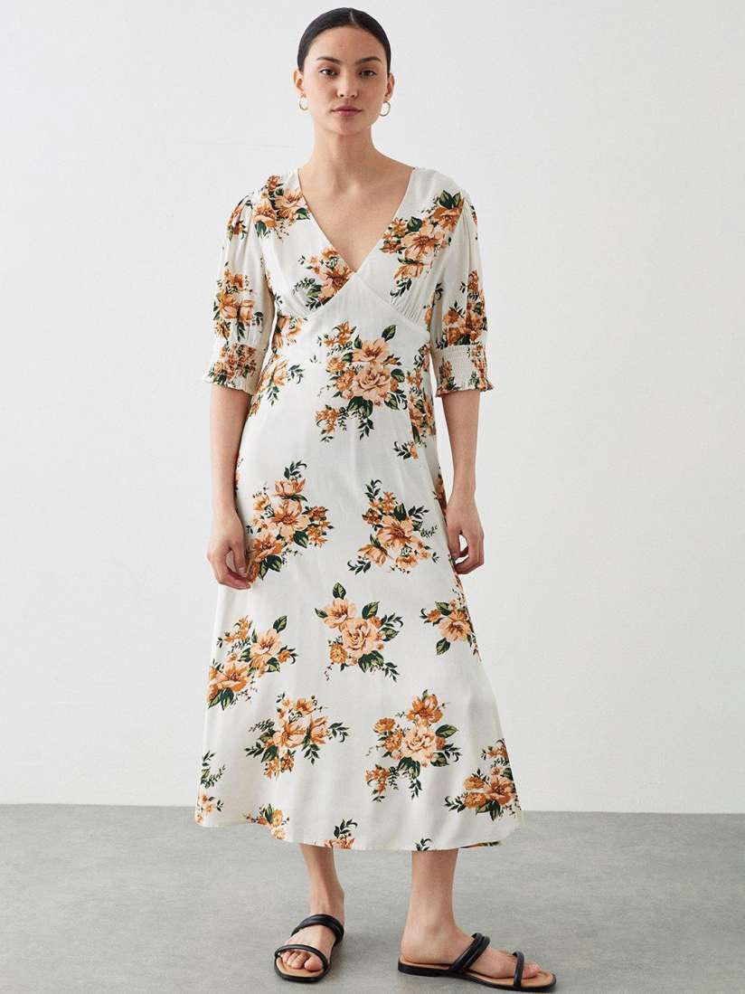 Buy DOROTHY PERKINS Petite Floral Print Puff Sleeves A Line Midi Dress Dresses for Women 24411606 Myntra