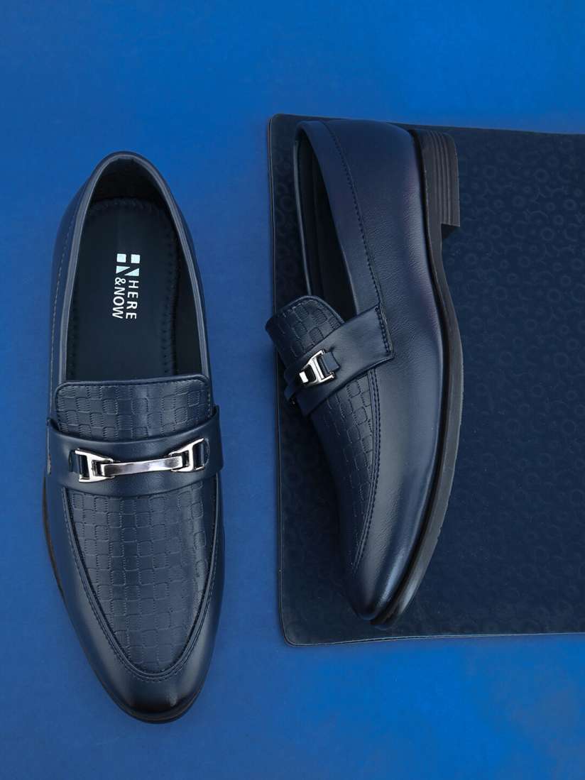Buy HERE NOW Men Navy Blue Textured Formal Loafers Formal Shoes for Men 24412566 Myntra