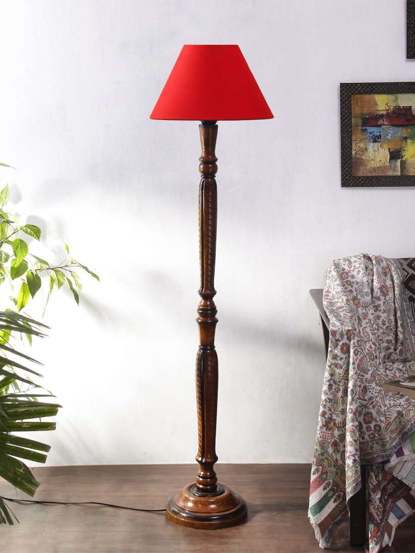 Buy Devansh Red Brown Cotton Wooden Floor Lamp Floor Lamps for Unisex 24413760 Myntra
