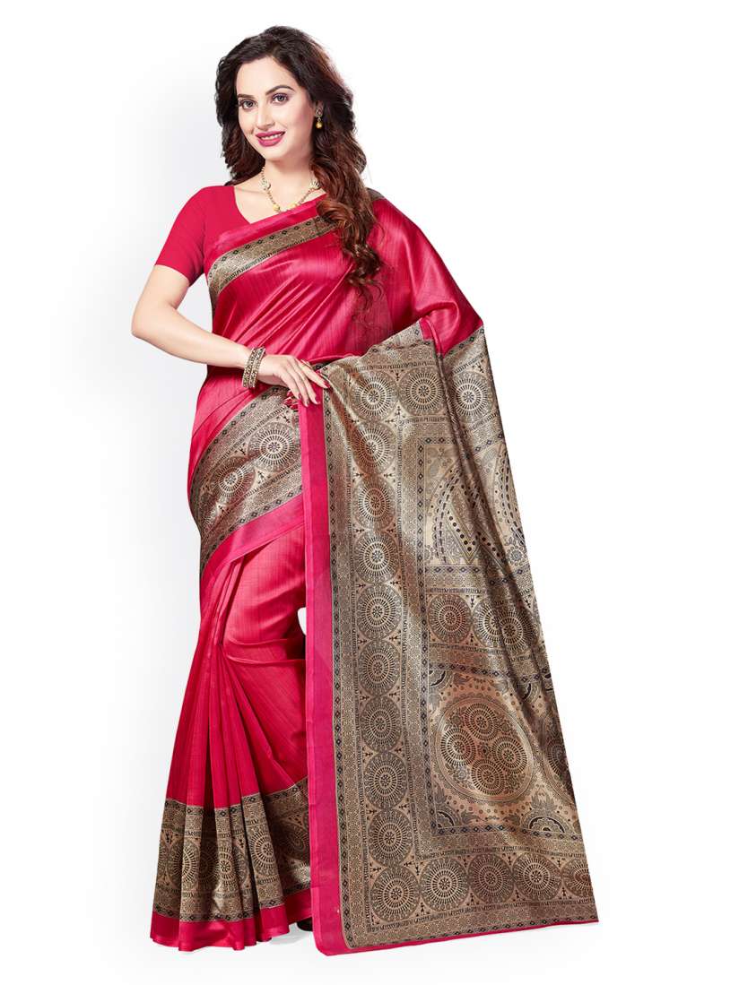 Buy Ishin Pink Printed Art Silk Saree Sarees for Women 2442199 Myntra