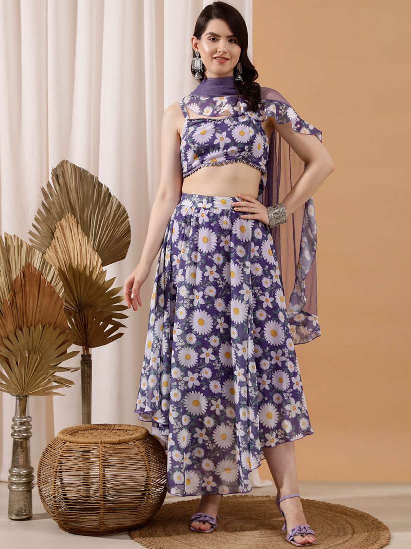 Buy indo street Floral Printed Crop Top Skirt Co Ords for Women 24426624 Myntra